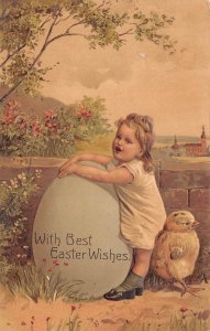 PFB Published Easter Wishes, Little Girl With Chick & Large Easter Egg, AA368-9