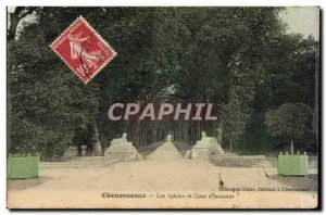 Old Postcard The Sphinx and Chenonceaux Court D & # 39Honneur