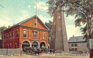 Portland ME Munjoy Hill Engine 2 Fire Horse Drawn Fire Wagons Observatory PC