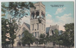 c1910 SPARTANBURG South Carolina SC Postcard FIRST BAPTIST CHURCH