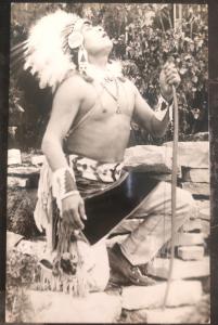 Mint USA RPPC Postcard Native American Indian Birds Song