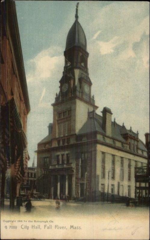 Fall River MA City Hall c1910 Postcard Color