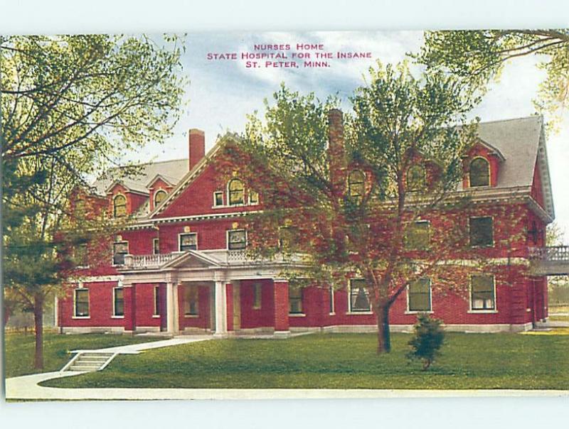 Divided-Back NURSES HOME FOR HOSPITAL OF INSANE St. Peter By Mankato MN W2909-19