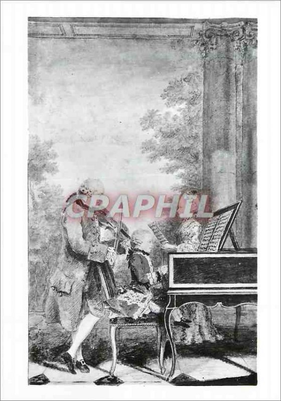 Postcard Modern Museum Carnavelet Carmontelle Mozart Father and his two children
