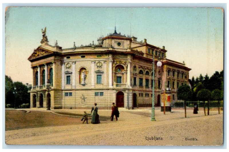 c1910 Theatre of Gledisce Ljubljana Slovenia Antique Unposted Postcard