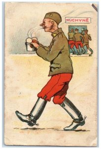 c1910's Military Soldier Humor WWI Kosice Slovakia Posted Antique Postcard