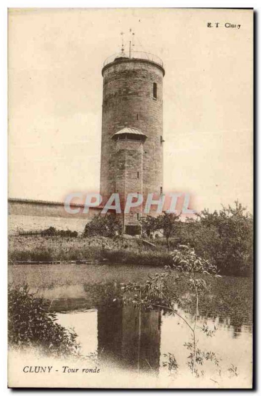 Old Postcard Cluny Castle Round Tower
