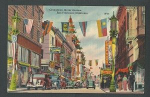 Ca 1946 Post Card Los Angeles Ca Chinatown W/Colorful Flags