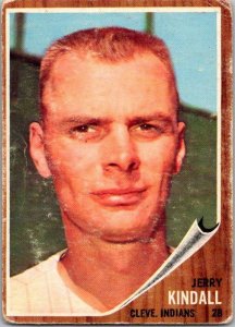 1962 Topps Baseball Card Jerry Kindall Cleveland Indians sk1875