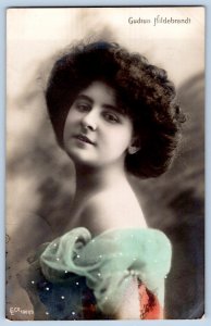 1910 RPPC GUDRUN HILDEBRANDT GERMAN ACTRESS HANDCOLORED BEAUTIFUL PHOTO POSTCARD