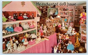 MANCHESTER CENTER, VT Vermont ~ Interior ENCHANTED DOLL HOUSE  c1960s  Postcard