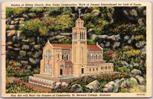 Replica Abbey Church Under Construction Saint Bernard College Alabama Postcard