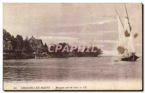 Old Postcard Thonon les Bains Small boat on the lake