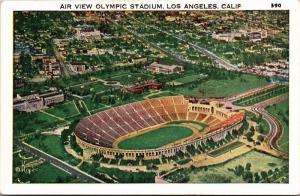 Aerial View Olympic Stadium, Los Angeles California Vintage Postcard K04