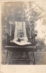 J63/ Interesting RPPC Postcard c1910 Child Rocking Chair Guinea Pig Pet? 283