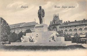 Szeged Hungary Lajos Tisza Statue Street View Antique Postcard K97790
