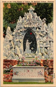 Grotto of Little Flower of Lisieux St Bernard College AL Vintge Postcard G21