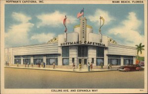 Miami Beach Florida FL Hoffmans Cafeteara Art Deco Linen Vintage Postcard