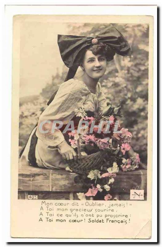 Old Postcard Alsatian Alsace French Soldier Patriotic Fantasy Woman