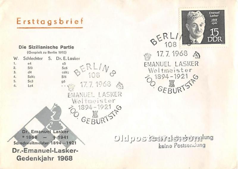 Schach Festival Berlin 1968 Chess Envelope 1968 