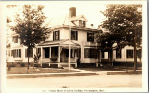 RPPC Former Home of Calvin Coolidge, Northampton MA Vintage Postcard E02