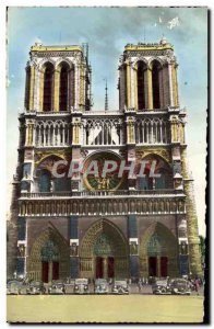 Old Postcard Paris La Cathedrale Notre Dame's Facade