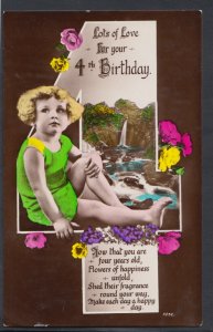 Greetings Postcard - Children - Lots of Love For Your 4th Birthday  RS10613