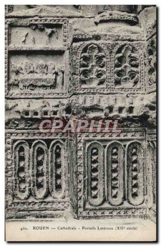 Old Postcard Rouen Cathedral Gates Lateral