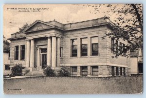 Ames Iowa IA Postcard Ames Public Library Exterior Building 1914 Vintage Antique