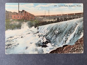 Lower Falls Spokane WA Litho Postcard H2151081211