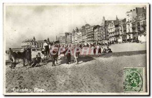 Old Postcard Belgium Ostend Beach Donkey Donkey