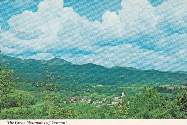 Vermont Green Mountains With Stowe Village In Foreground