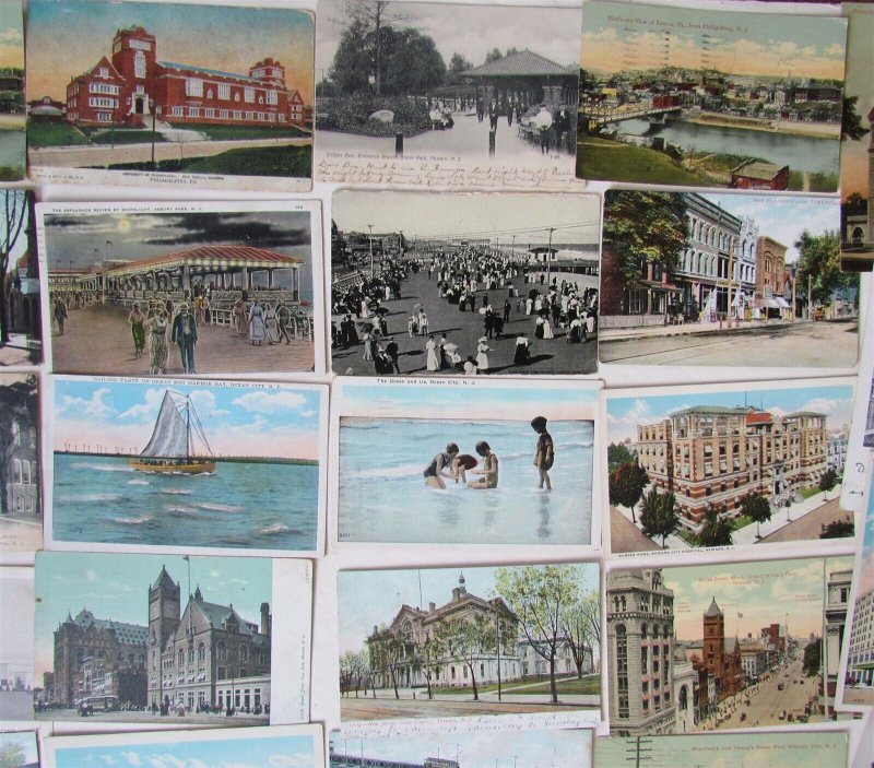 NEW JERSEY lot of 48 NY ANTIQUE POSTCARDS