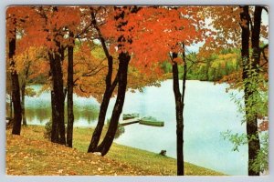 Fall Colours, Yolanda Bay, Muskoka River, Ontario, Vintage Chrome Postcard