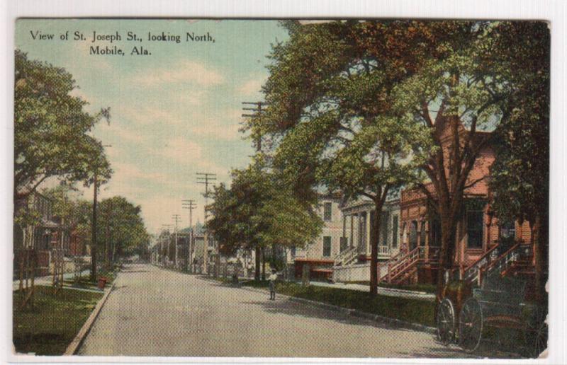 St Joseph Street Scene Mobile Alabama 1910c postcard