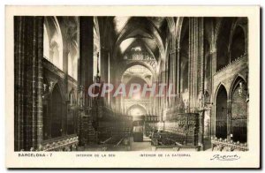 Old Postcard Barcelona Interior of La Seu