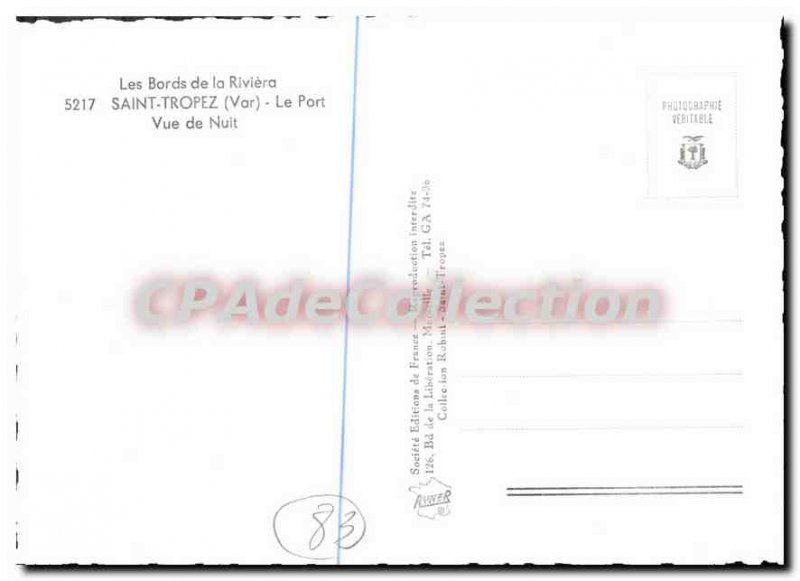 Postcard Moderne St Tropez Var Port Night view