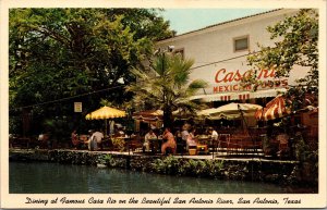 Vtg 1960 Dining at Casa Rio San Antonio River San Antonio Texas TX Postcard