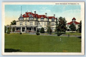 1920 Pittsburgh Pennsylvania PA Postcard Heinz Residence Building Field Unposted