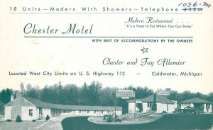 Postcard Michigan Coldwater Chester Motel 1940s 23-2057