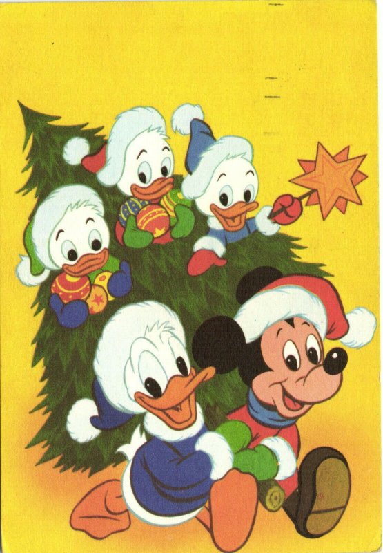 PC DISNEY, MICKEY MOUSE, DONALD, HUEY, DEWEY AND LOUIE, Vintage Postcard(b28667)