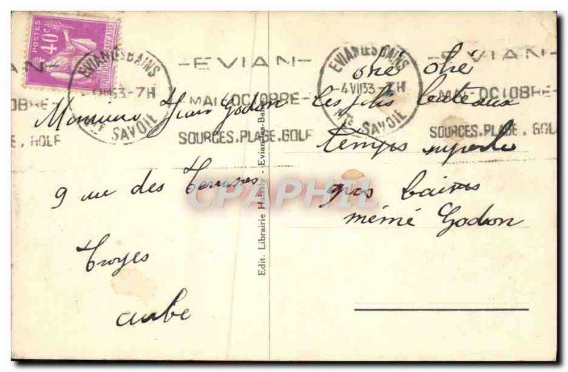 Old Postcard Evian Les Bains Debarcadere Boat