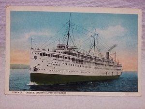 Steamer Tionesta Duluth Superior Harbor CT American Art Colored postcard Ship