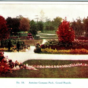 1907 Grand Rapids, Mich. Antoine Campau Park Litho Photo Postcard Camp Vtg A36