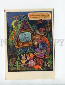 3134304 1969 USSR SPACE Artist ZOTOV FOX BEAR postcard