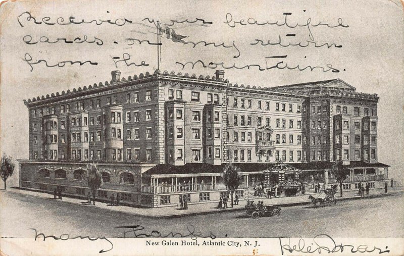 New Galen Hotel, Atlantic City, New Jersey, Early Postcard, Used in 1907