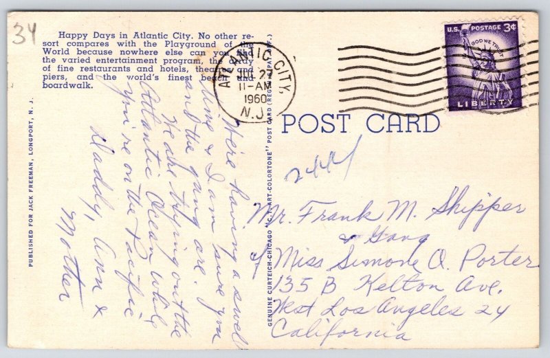 1960 Traymore Chalfonte Haddon Halls Atlantic City New Jersey NJ Posted Postcard