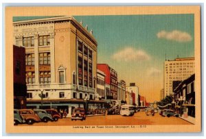 Shreveport Louisiana LA Postcard Looking East On Texas Street Scene c1940's Cars