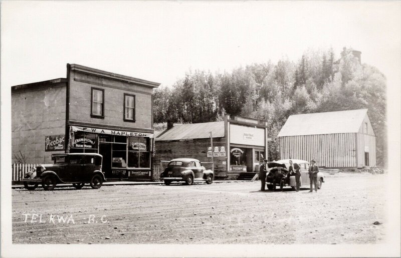 Telkwa BC Smithers FWA Mapleton Store Men Old Cars Unused RPPC Postcard F92