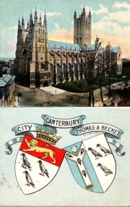 England Canterbury Coat Of Arms and Cathedral 1905